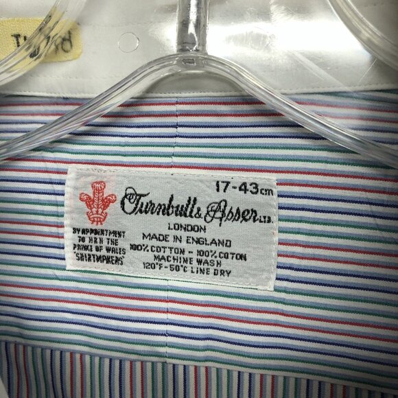 Turnbull & Asser Striped French Collar Dress Shirt Button Down Mens Size 17-43 - Picture 5 of 10